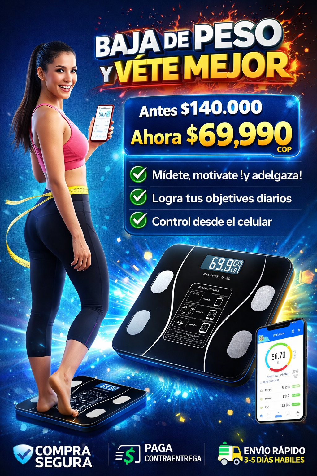 Bascula Pesa Digital Bluetooth